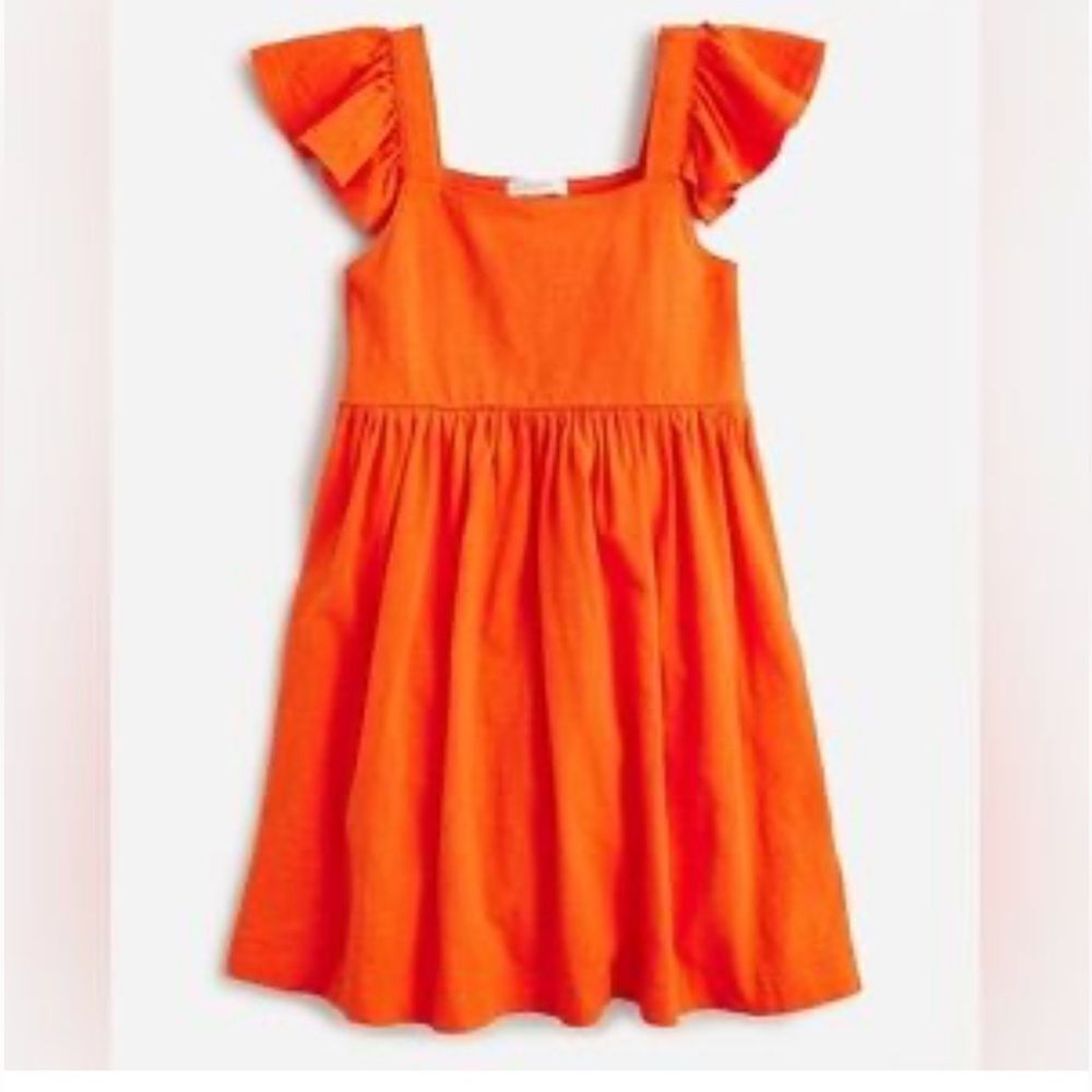 J. Crew Crewcuts Girls Knit Flutter Sleeve Dress Sz3 Orange NWT IN PACKAGING